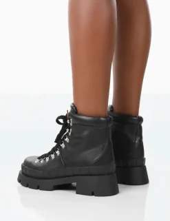 Public Desire Hike There Pu Lace Up Chunky Sole Winter Boots | Women Chunky Boots