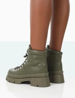 Public Desire Hike There Pu Lace Up Chunky Sole Winter Boots | Women Chunky Boots