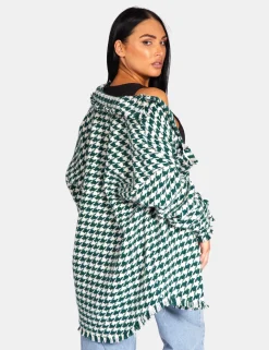 Public Desire Houndstooth Shacket Forest | Women Outerwear & Jackets