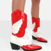 Public Desire Howdy Patent Pointed Toe Western Cowboy Block Ankle Boots | Women Western Boots