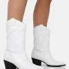 Public Desire Howdy Pu Pointed Toe Western Cowboy Block Ankle Boots | Women Western Boots