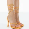 Public Desire Imogen Croc Square Toe Strappy Lace Up Heels | Women Square Toe Heels