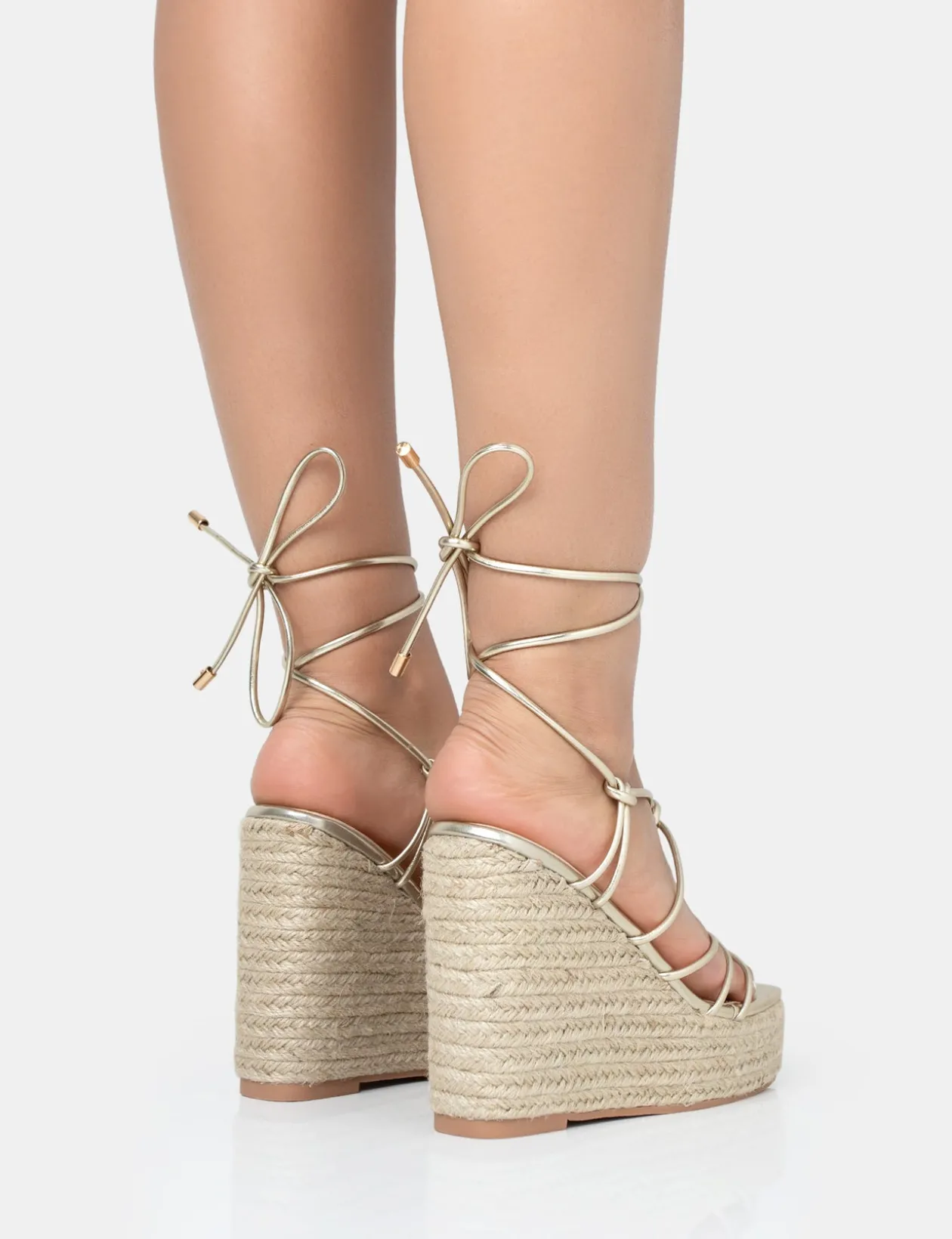 Public Desire Islander Lace Up Square Toe High Heeled Sandal Esparille Wedges | Women Wedges