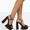 Public Desire Jesse Croc Platform Block High Heels | Women Platform Heels