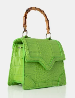 Public Desire Jessica Apple Bamboo Top Handle Croc Mini Bag | Women Mini Bags