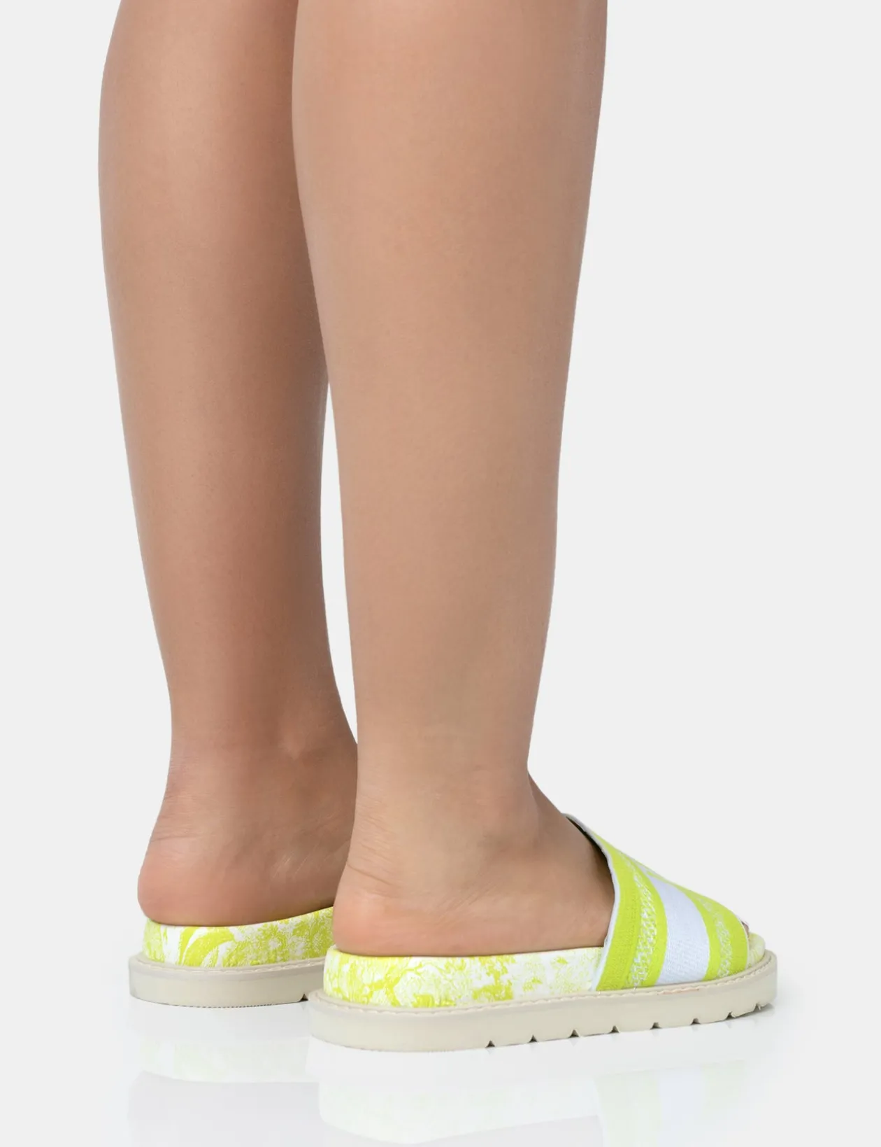 Public Desire Jet Set Embroidered Ibiza Print Slider Sandals | Women Sliders