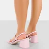 Public Desire Just Realise Pu Strappy Square Toe Mid Block Heeled Sandals | Women Mid Heels
