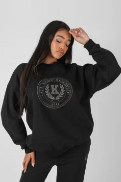 Public Desire Kaiia Oversized Tonal Embroidered Sweatshirt | Women Sweatshirt & Hoodies