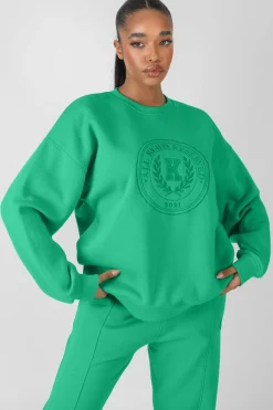 Public Desire Kaiia Oversized Tonal Embroidered Sweatshirt | Women Sweatshirt & Hoodies