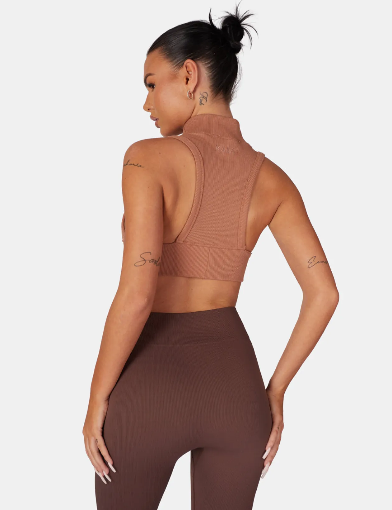 Public Desire Kaiia Premium Rib Seamless Leggings Chocolate | Women Jogger & Leggings