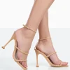 Public Desire Kallipo Reptile Pu Strappy Square Toe Heels | Women Barely There Heels