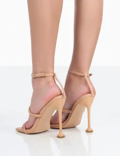 Public Desire Kallipo Reptile Pu Strappy Square Toe Heels | Women Barely There Heels