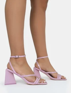 Public Desire Kasia Croc Strappy Square Toe Mid Flared Block Heels | Women Square Toe Heels