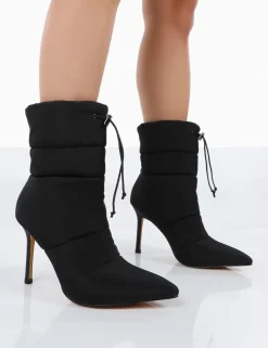 Public Desire Kenza X Reset Nylon Stiletto Padded Heeled Ankle Boots | Women Heeled Boots