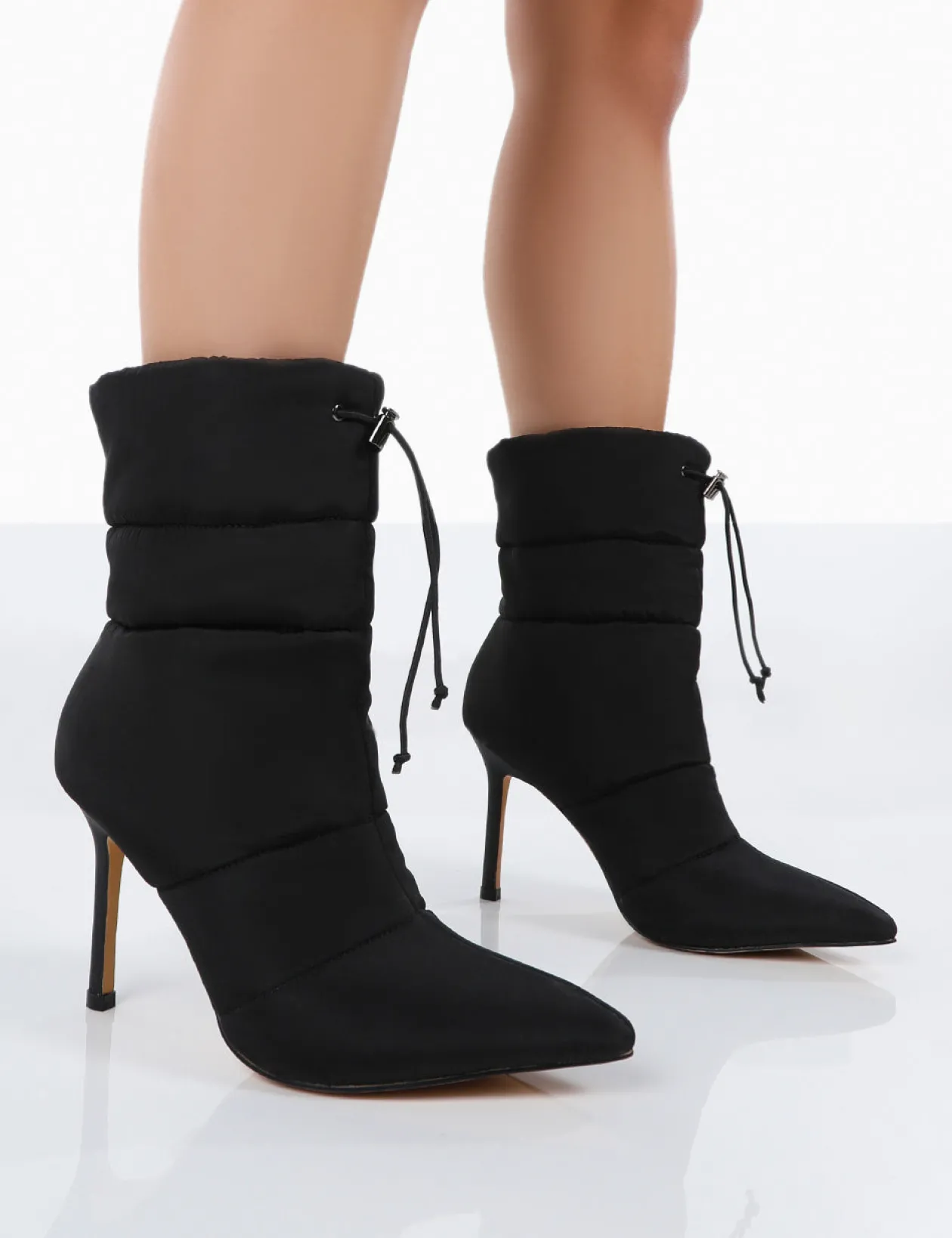 Public Desire Kenza X Reset Nylon Stiletto Padded Heeled Ankle Boots | Women Heeled Boots