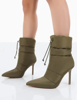 Public Desire Kenza X Reset Nylon Stiletto Padded Heeled Ankle Boots | Women Heeled Boots