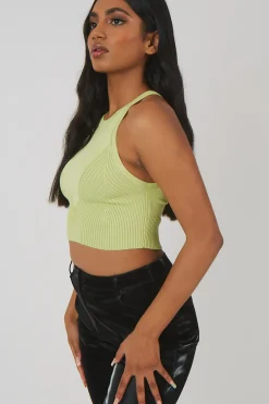 Public Desire Knitted High Neck Racer Crop Top | Women Knitwear