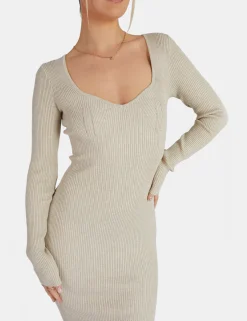 Public Desire Knitted Off Shoulder Midi Dress Marl | Women Dresses