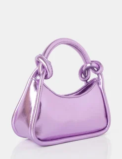 Public Desire Knot Metallic Pu Knotted Top Handle Grab Bag | Women Evening Bags