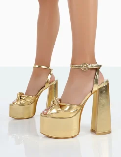 Public Desire Knot On Pu Knotted Platform High Heeled Sandals | Women Platform Heels