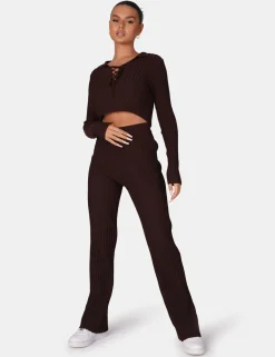 Public Desire Lace Up Ribbed Crop Top | Women Knitwear