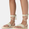 Public Desire Laguna Beach Towelling Flip Flop Raffia Sandals | Women Flatforms