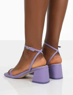 Public Desire Lane Raffia Strappy Mid Block Heeled Sandals | Women Mid Heels
