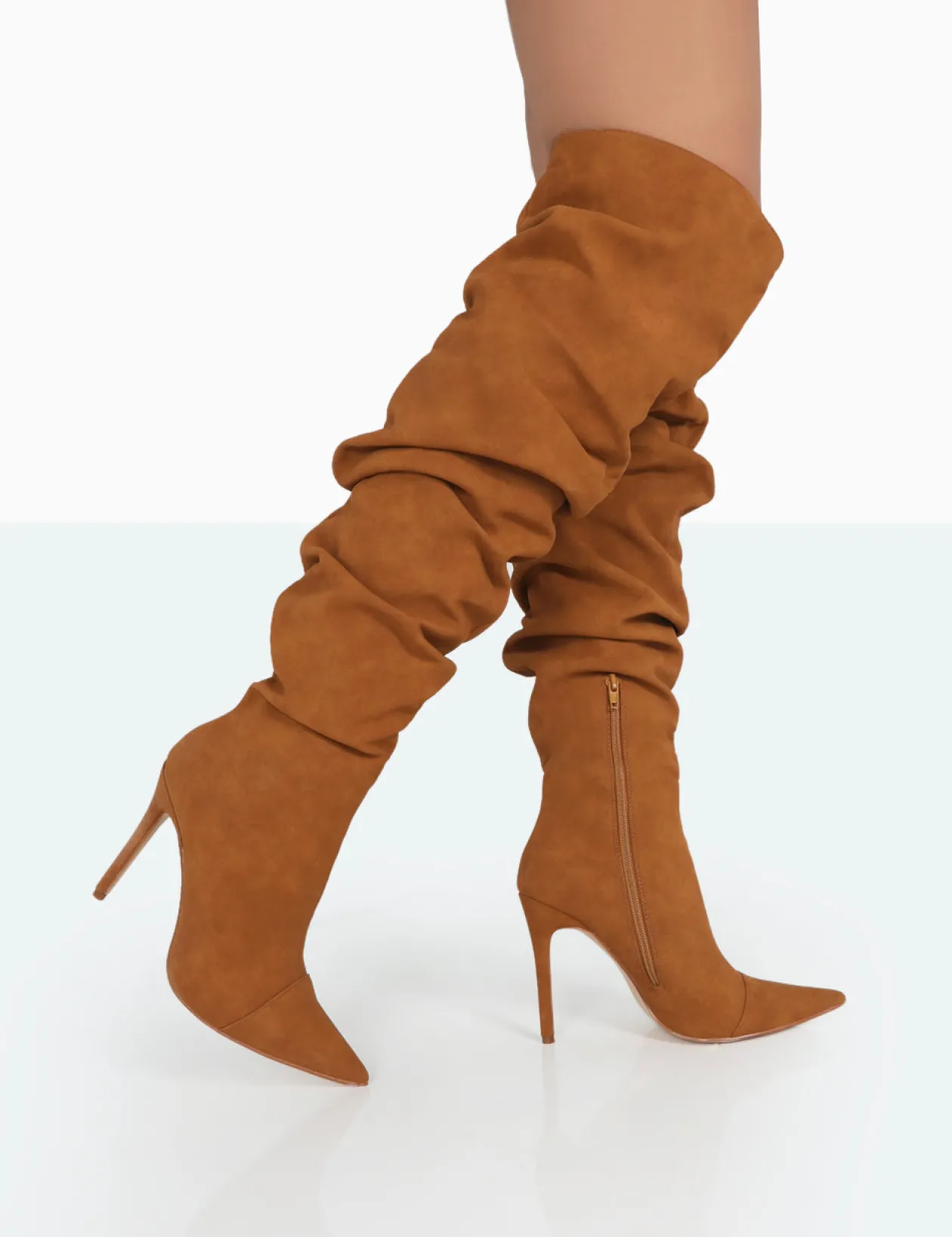 Public Desire Lariza Faux Suede Pointed Toe Stiletto Over The Knee Boots | Women Over The Knee Boots