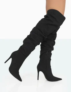 Public Desire Lariza Faux Suede Pointed Toe Stiletto Over The Knee Boots | Women Over The Knee Boots