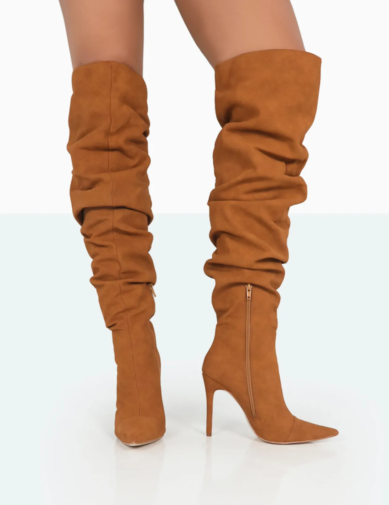 Public Desire Lariza Faux Suede Pointed Toe Stiletto Over The Knee Boots | Women Over The Knee Boots
