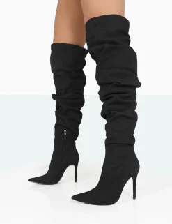 Public Desire Lariza Faux Suede Pointed Toe Stiletto Over The Knee Boots | Women Over The Knee Boots