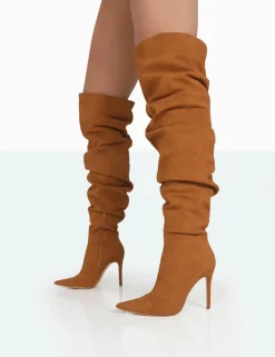 Public Desire Lariza Faux Suede Pointed Toe Stiletto Over The Knee Boots | Women Over The Knee Boots