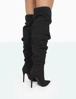 Public Desire Lariza Faux Suede Pointed Toe Stiletto Over The Knee Boots | Women Over The Knee Boots
