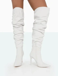 Public Desire Lariza Off Faux Suede Pointed Toe Stiletto Over The Knee Boots | Women Over The Knee Boots