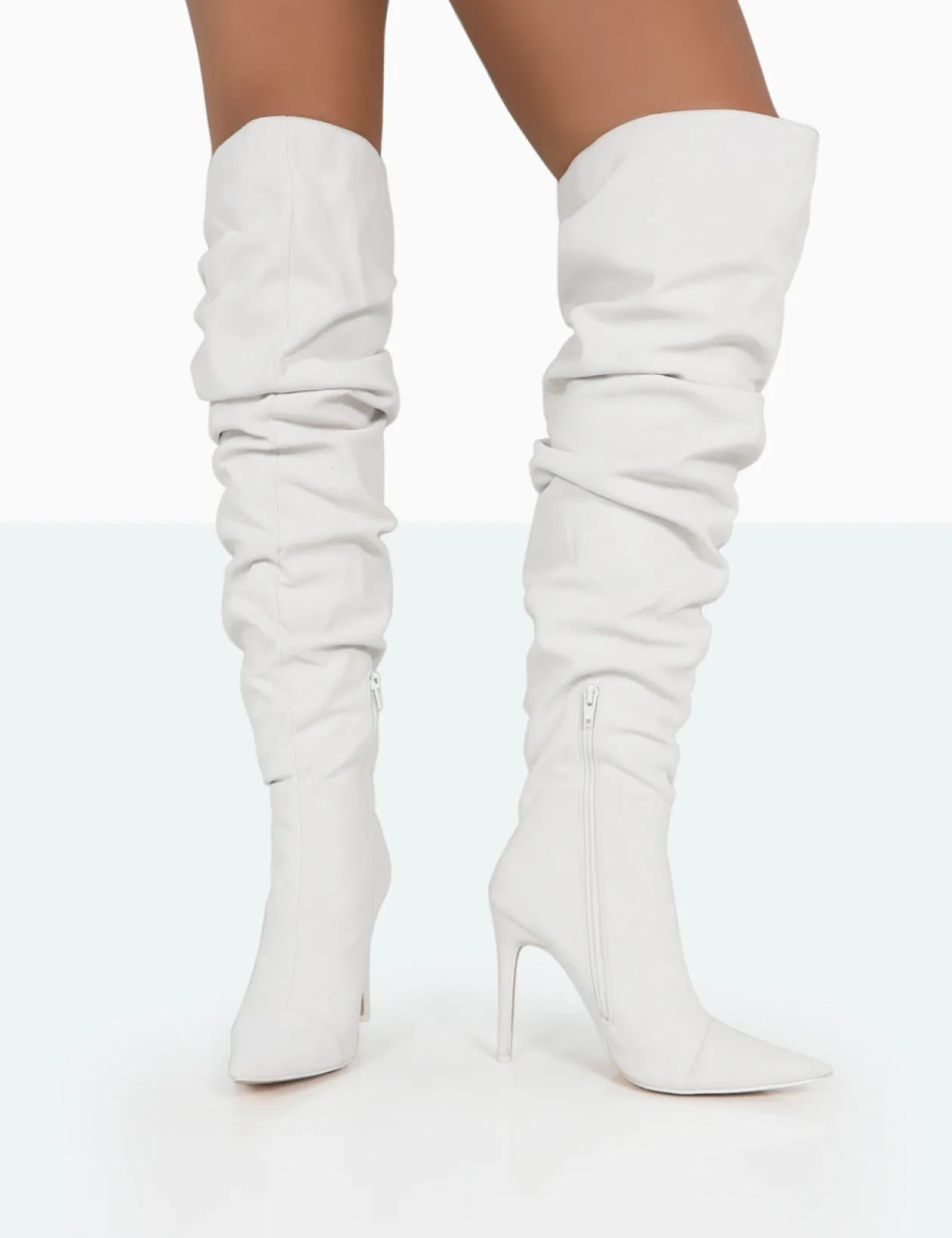 Public Desire Lariza Off Faux Suede Pointed Toe Stiletto Over The Knee Boots | Women Over The Knee Boots