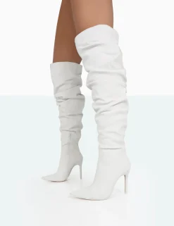 Public Desire Lariza Off Faux Suede Pointed Toe Stiletto Over The Knee Boots | Women Over The Knee Boots