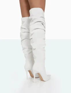 Public Desire Lariza Off Faux Suede Pointed Toe Stiletto Over The Knee Boots | Women Over The Knee Boots