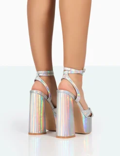 Public Desire Leo Edition Holographic Metallic Platform High Heels | Women Platform Heels