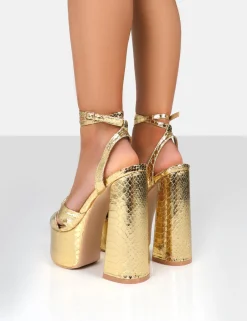 Public Desire Leo Edition Metallic Platform High Heels | Women Platform Heels
