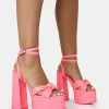 Public Desire Leo Edition Neon Round Toe Platform Block Heels | Women Platform Heels