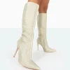 Public Desire Lexi Diamante Stiletto Knee High Boots | Women Knee High Boots