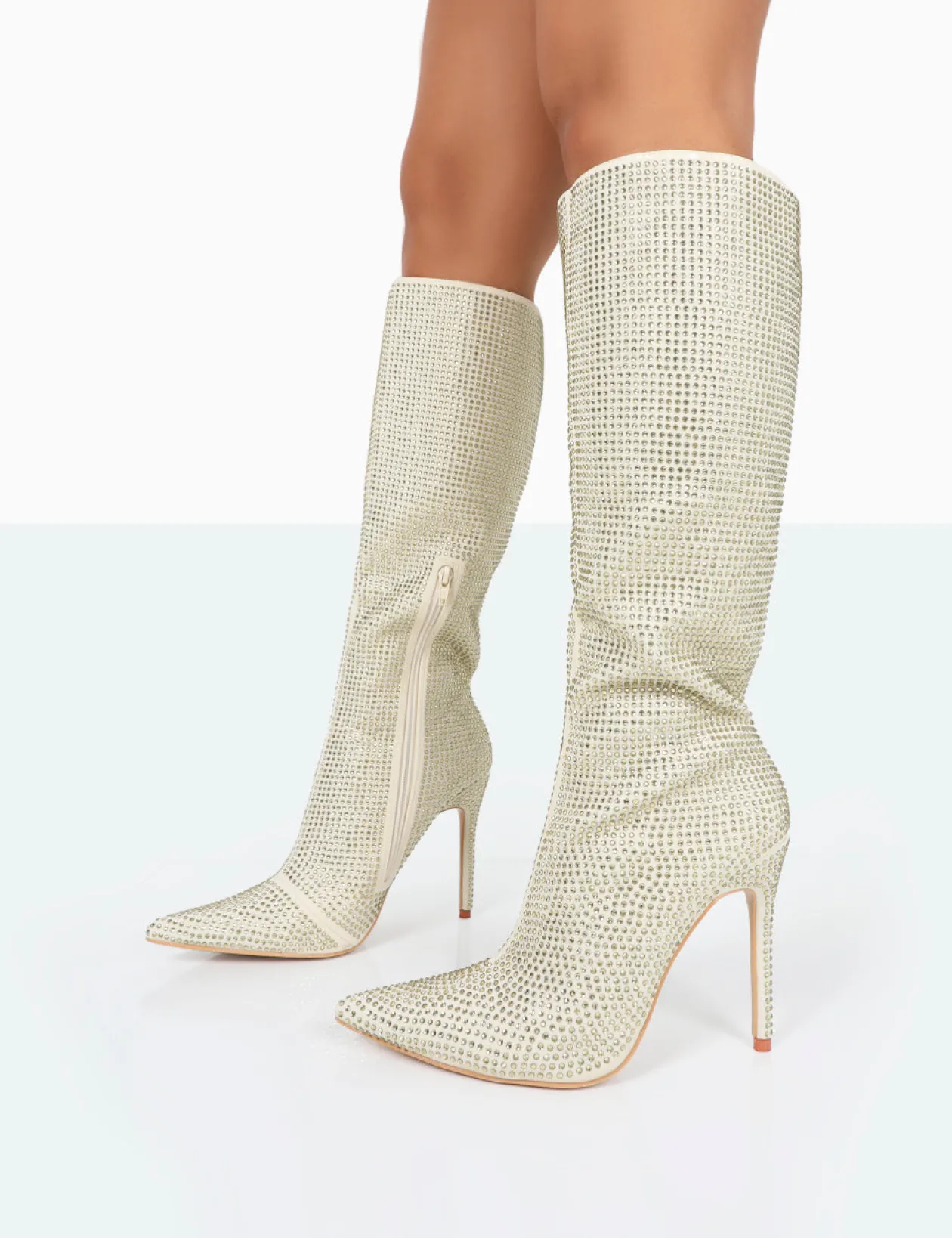 Public Desire Lexi Diamante Stiletto Knee High Boots | Women Knee High Boots