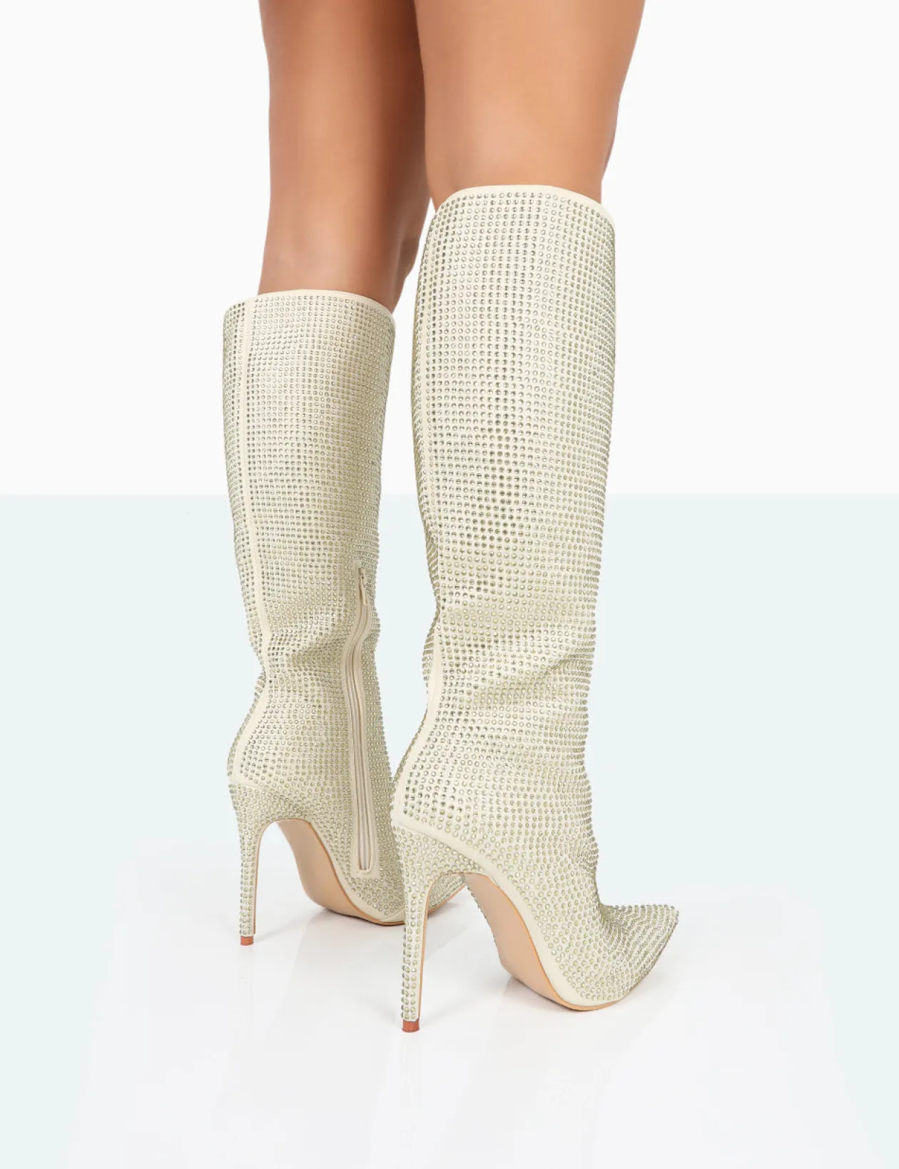 Public Desire Lexi Diamante Stiletto Knee High Boots | Women Knee High Boots