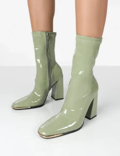 Public Desire Liberty Pu Sock High Heeled Ankle Boots | Women Sock Fit Boots