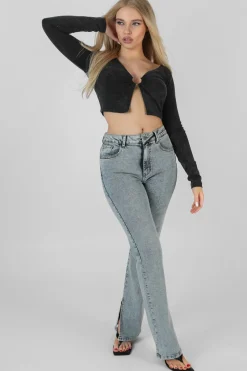Public Desire Long Sleeve Bullring Detail Crop Top | Women Tops