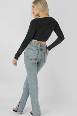 Public Desire Long Sleeve Bullring Detail Crop Top | Women Tops