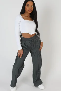 Public Desire Long Sleeve Hankey Crop Top | Women Tops
