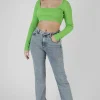 Public Desire Long Sleeve Square Neck Crop Top | Women Tops