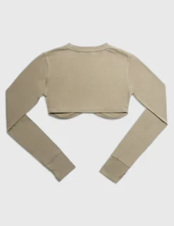Public Desire Long Sleeve Underbust Crop Top Elm | Women Tops