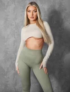 Public Desire Long Sleeve Underbust Crop Top | Women Tops